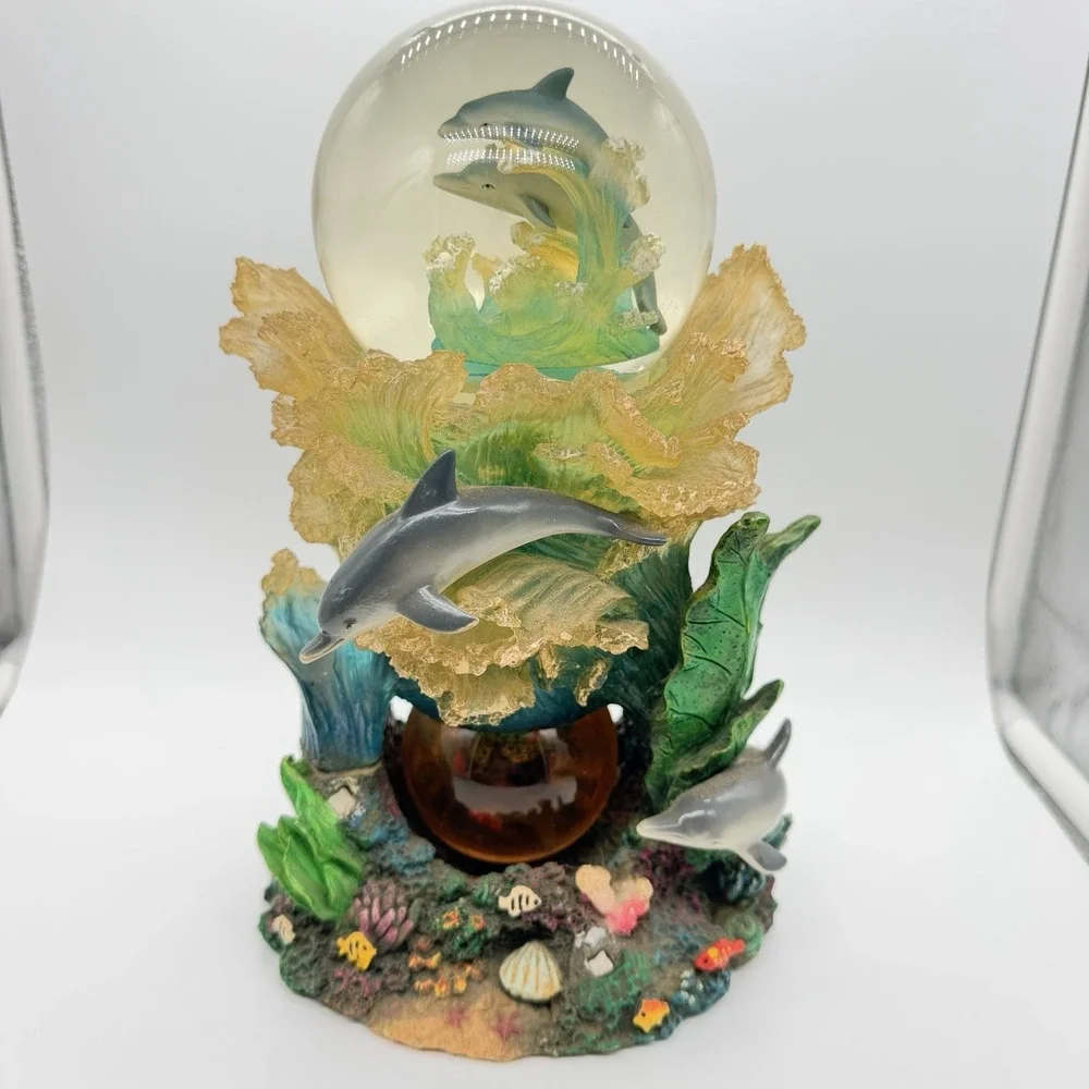 Double Water Globe Music Box Dolphins 
